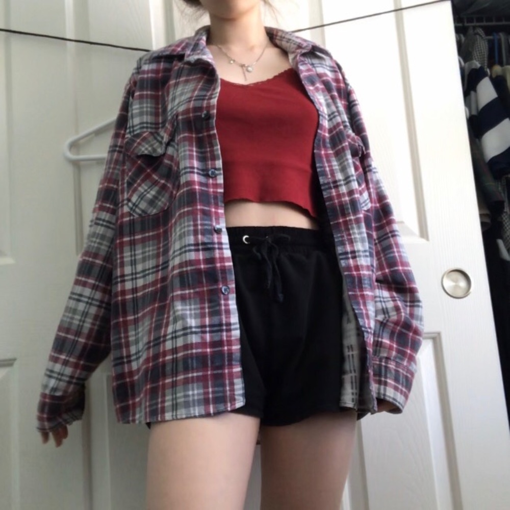 Plaid patterned flannel jacket